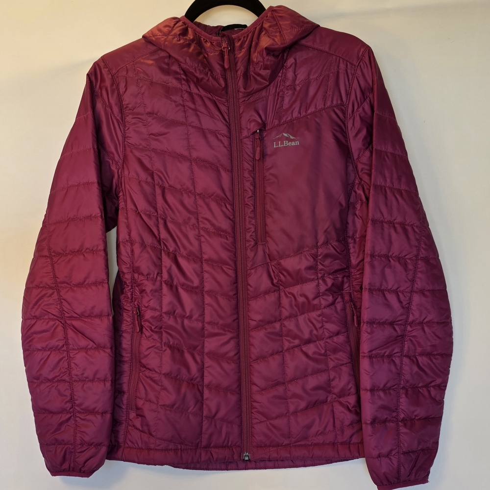 L.L.Bean PrimaLoft Packaway Hooded Jacket Women's Small Berry